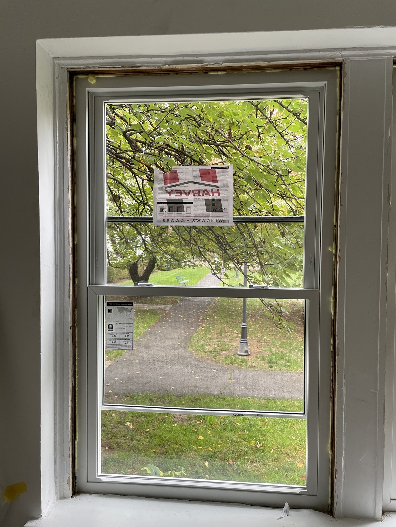 Window sealed with foam